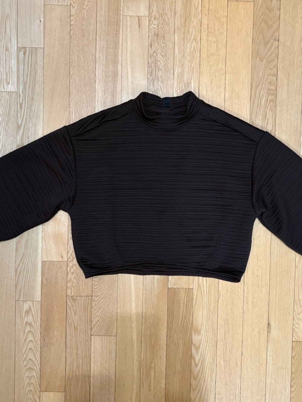 prAna Send Off Pullover Brown Ribbed Mock Neck Bubble Sleeve Sweatshirt M - Picture 6 of 9